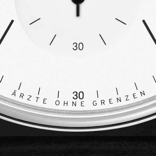 NOMOS Ludwig Neomatik Doctors Without Borders automatic watch white dial black leather strap 36 mm 282.S2