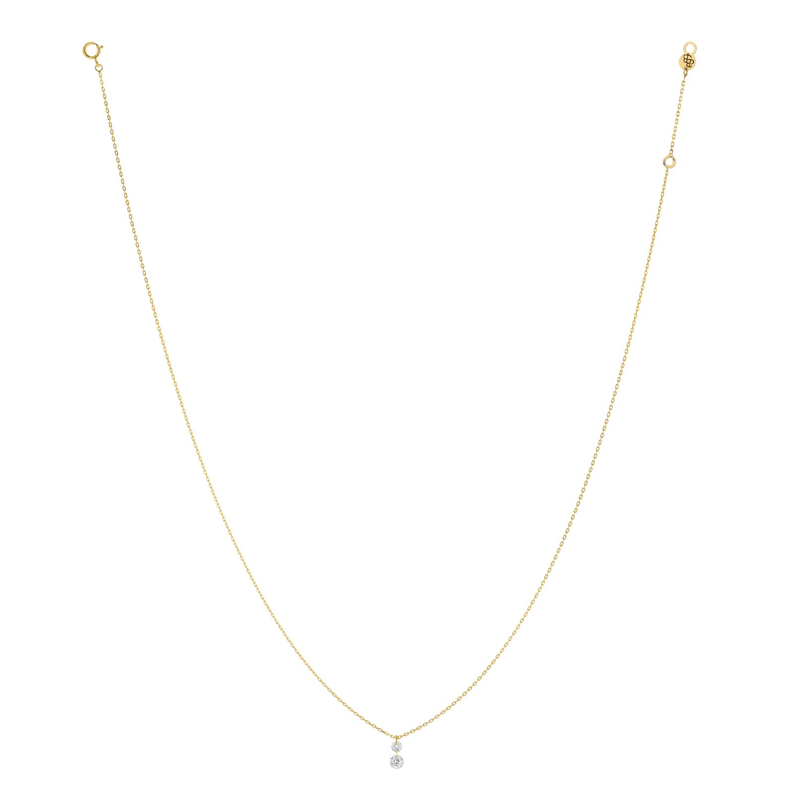 Collier La Brune et La Blonde 360° Duo en or jaune 2 diamants taille brillant 0,20 carat