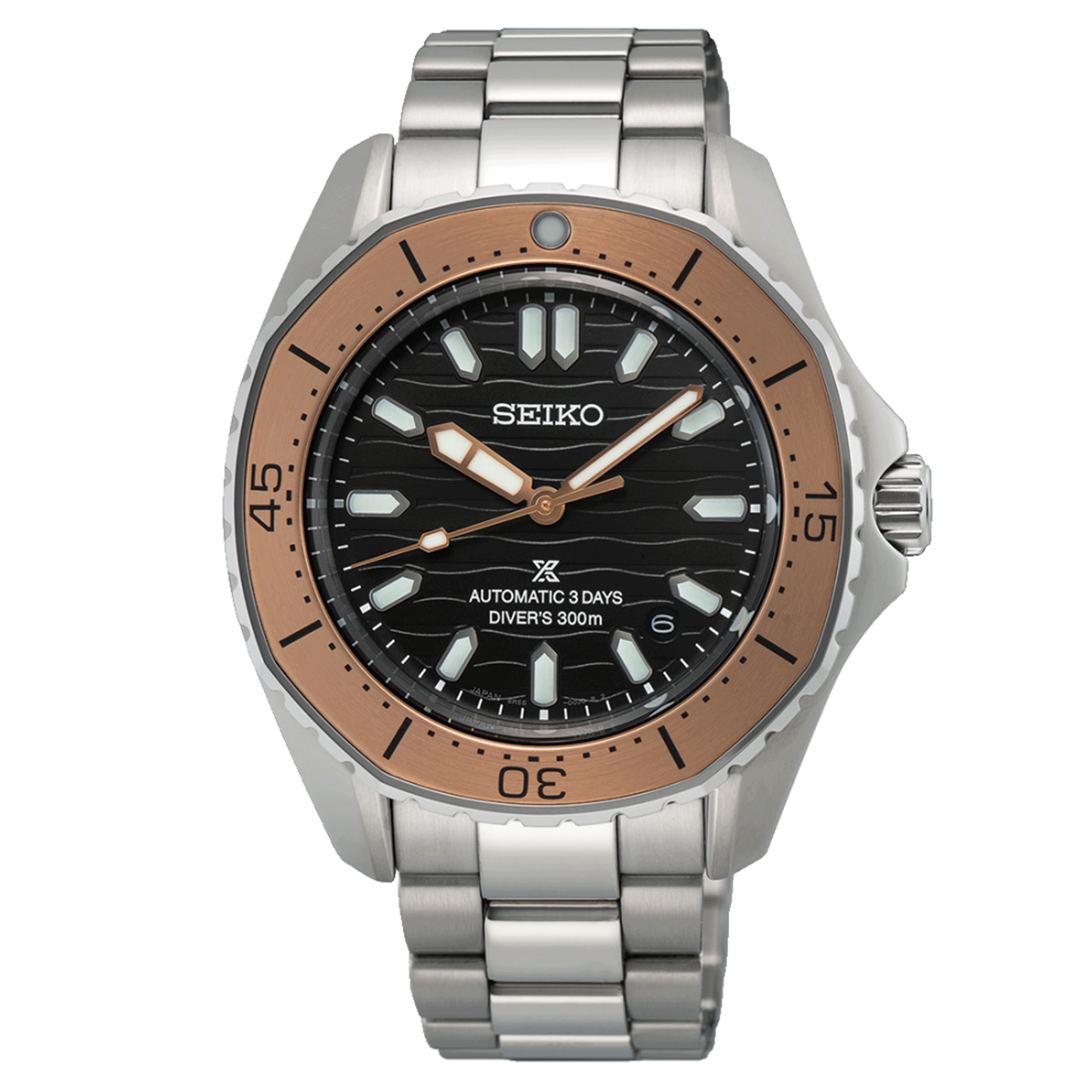 Seiko Prospex Diver's 300M automatic watch black dial steel bracelet 41 mm SPB485J1