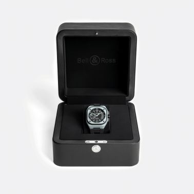 Bell & Ross BR X5 Blue Lum automatic watch black dial black rubber strap 41 mm BRX5R-BLUM-TC/SRB