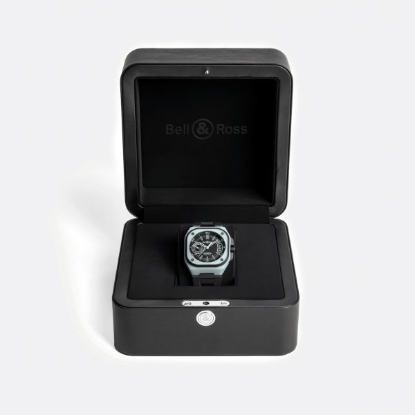 Montre Bell & Ross BR X5 Blue Lum automatique cadran noir bracelet caoutchouc noir 41 mm BRX5R-BLUM-TC/SRB
