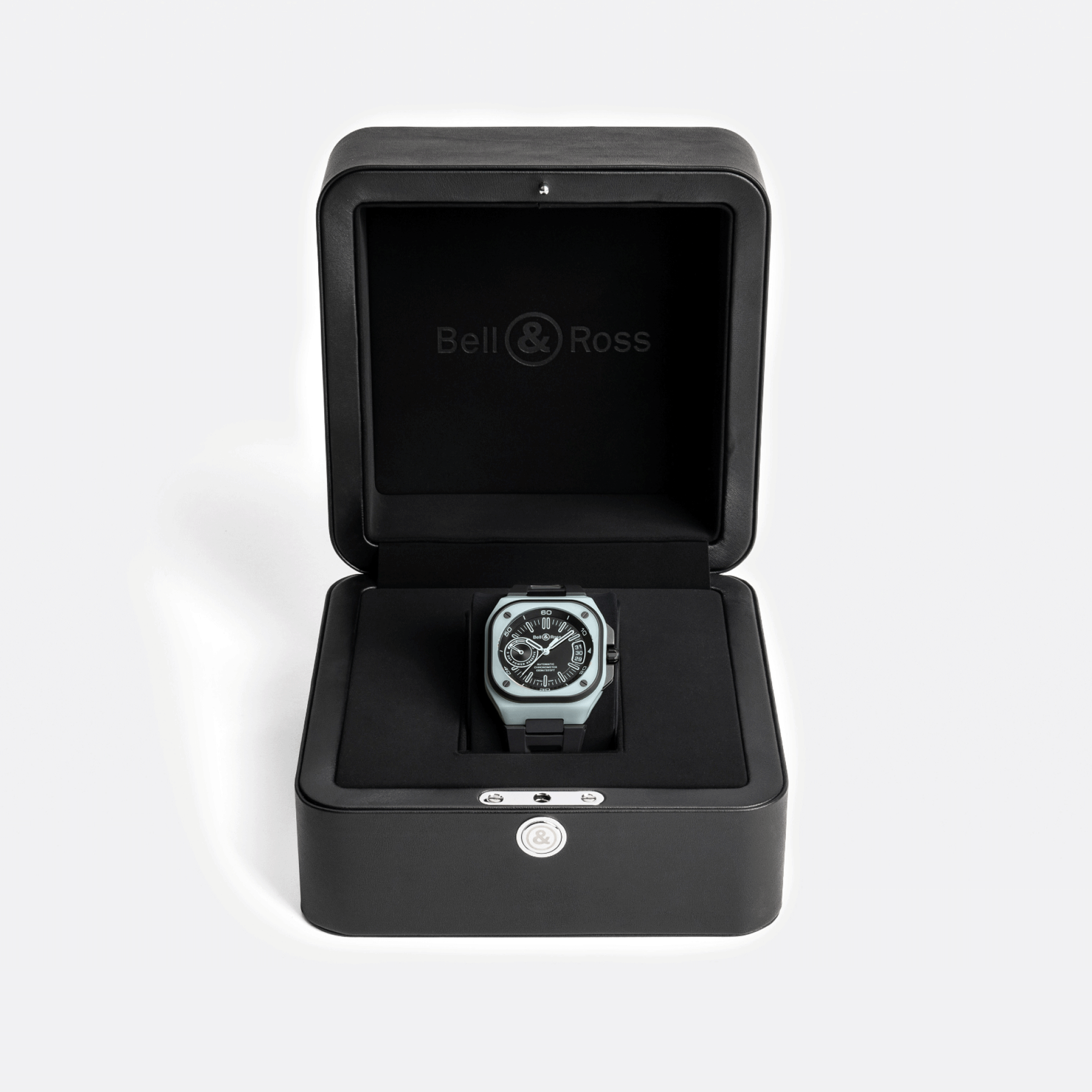Montre Bell & Ross BR X5 Blue Lum automatique cadran noir bracelet caoutchouc noir 41 mm BRX5R-BLUM-TC/SRB