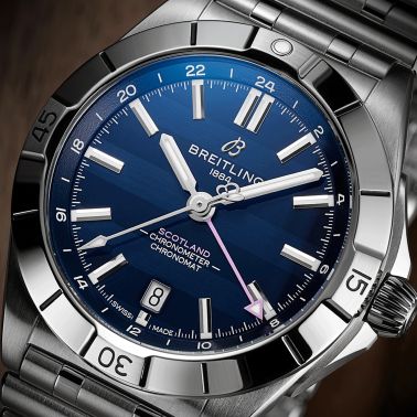 Breitling Chronomat GMT Six Nations Scotland automatic watch blue dial steel bracelet 40 mm A323986B1C1A1