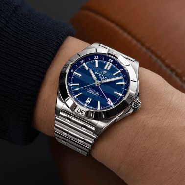 Breitling Chronomat GMT Six Nations Scotland automatic watch blue dial steel bracelet 40 mm A323986B1C1A1