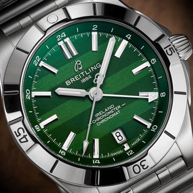 Breitling Chronomat GMT Six Nations Ireland automatic watch green dial steel bracelet 40 mm A323987B1L1A1