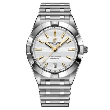 Montre Breitling Chronomat Six Nations Angleterre quartz cadran argent bracelet acier 32 mm A773105A1A1A1