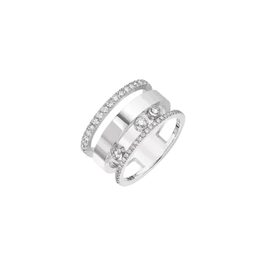 Bague Messika Move Romane grand modèle en or blanc et diamants