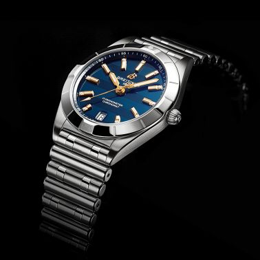 Breitling Chronomat Six Nations Scotland quartz watch blue dial steel bracelet 32 mm A773106A1C1A1