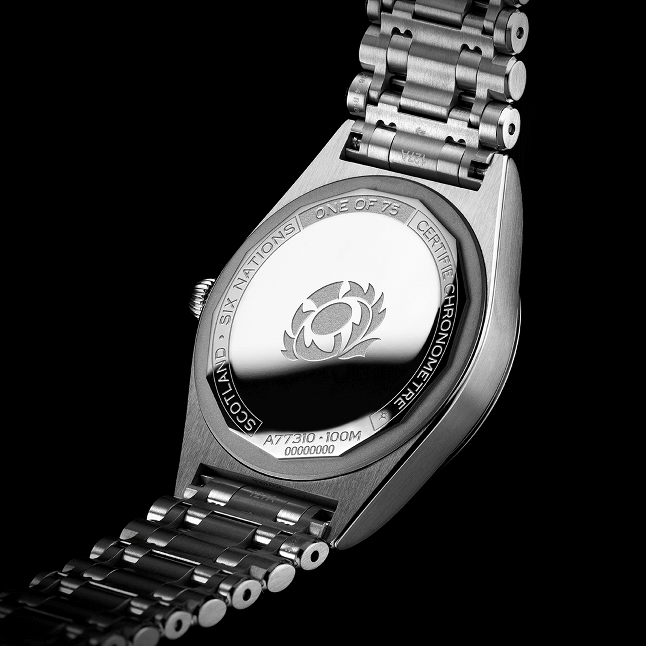 Montre Breitling Chronomat Six Nations Ecosse quartz cadran bleu bracelet acier 32 mm A773106A1C1A1