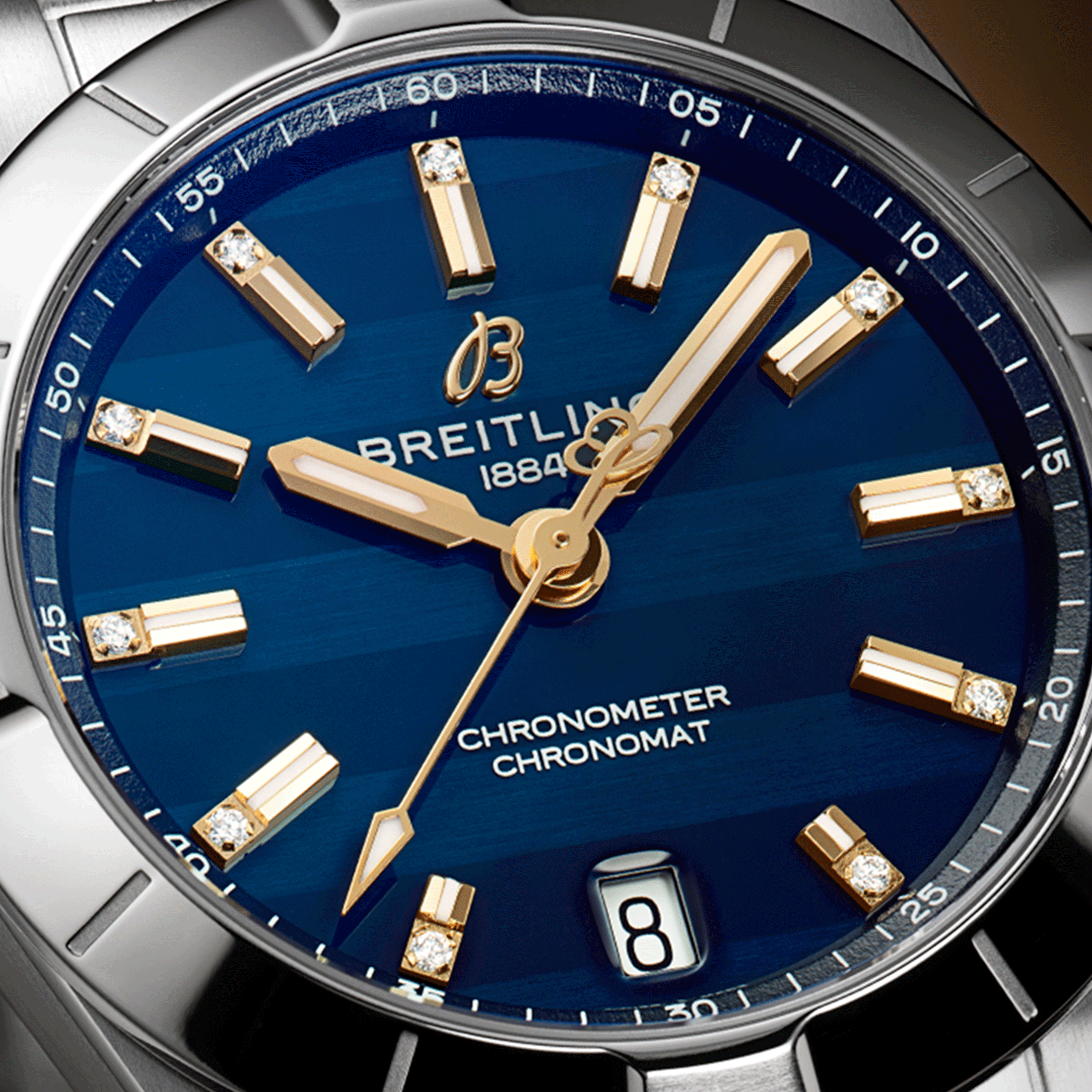 Montre Breitling Chronomat Six Nations Ecosse quartz cadran bleu bracelet acier 32 mm A773106A1C1A1