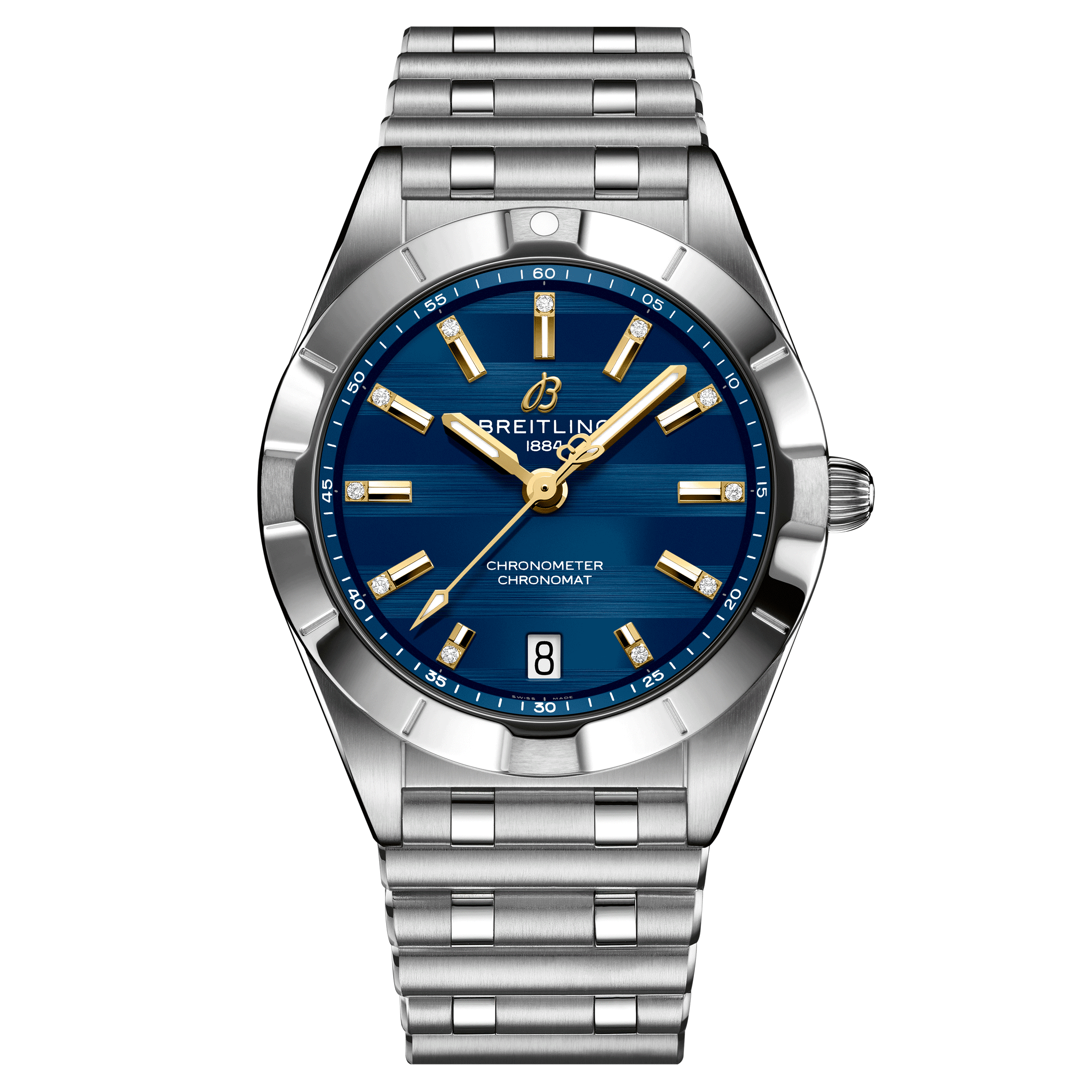 Montre Breitling Chronomat Six Nations Ecosse quartz cadran bleu bracelet acier 32 mm A773106A1C1A1