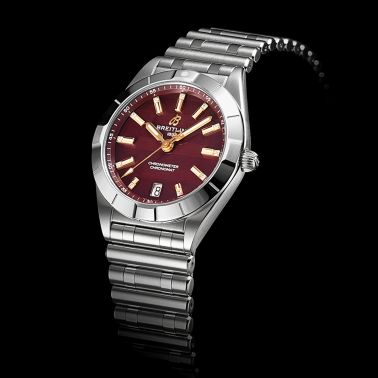 Breitling Chronomat Six Nations Wales quartz watch burgundy dial steel bracelet 32 mm A773108A1K1A1