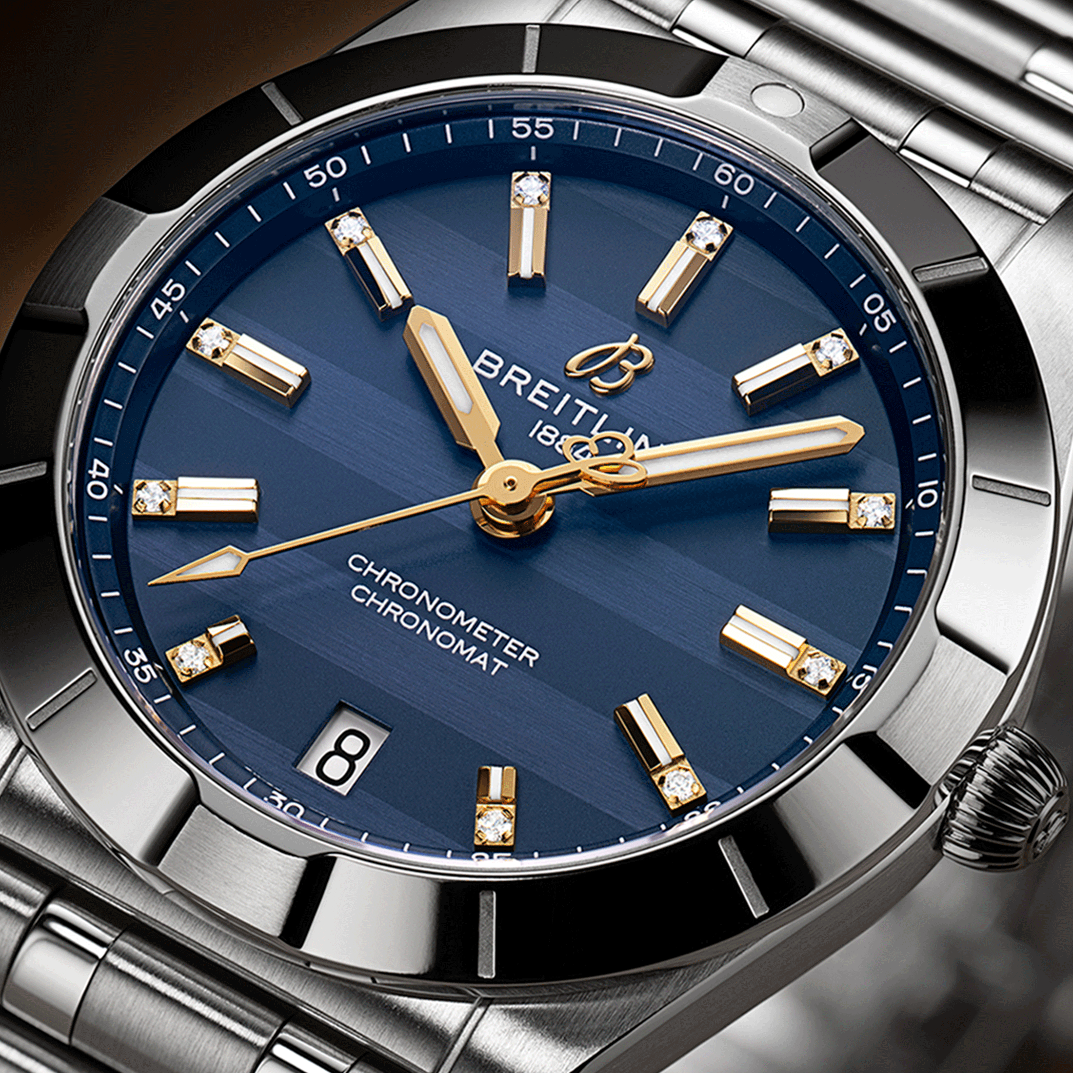 Breitling Chronomat Six Nations France quartz blue dial steel bracelet 32 mm A773109A1C1A1