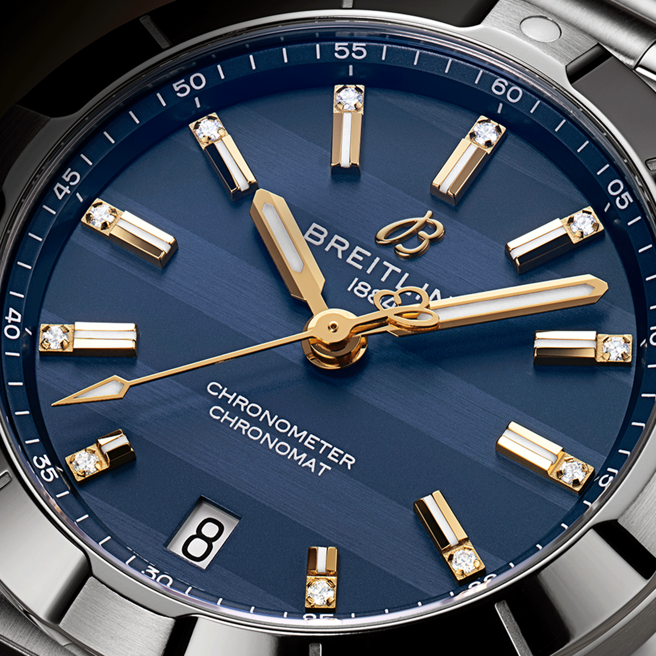 Breitling Chronomat Six Nations France quartz blue dial steel bracelet 32 mm A773109A1C1A1