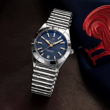 Breitling Chronomat Six Nations France quartz blue dial steel bracelet 32 mm A773109A1C1A1