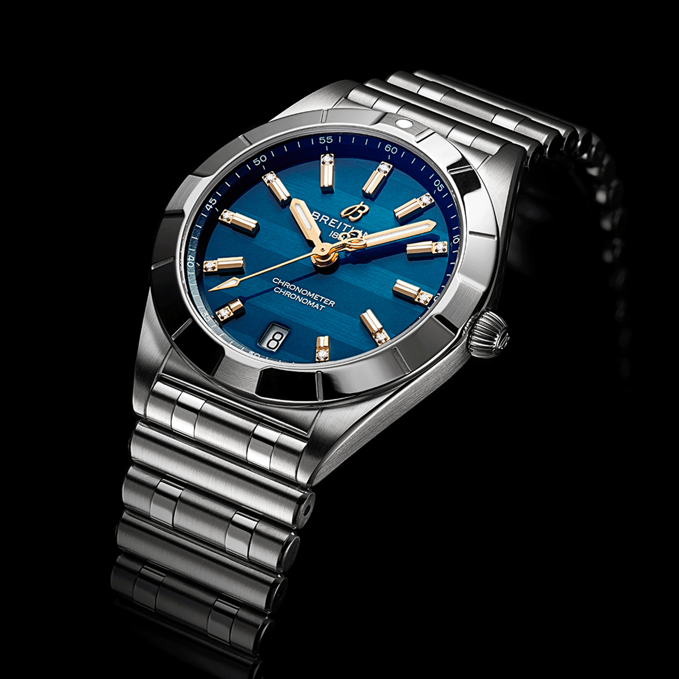 Breitling Chronomat Six Nations Italy quartz watch blue dial steel bracelet 32 mm A773101B1C1A1