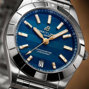 Breitling Chronomat Six Nations Italy quartz watch blue dial steel bracelet 32 mm A773101B1C1A1