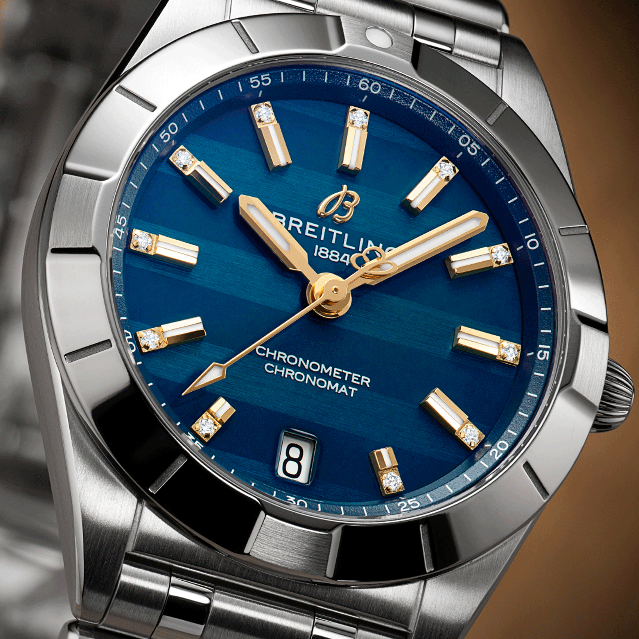 Breitling Chronomat Six Nations Italy quartz watch blue dial steel bracelet 32 mm A773101B1C1A1