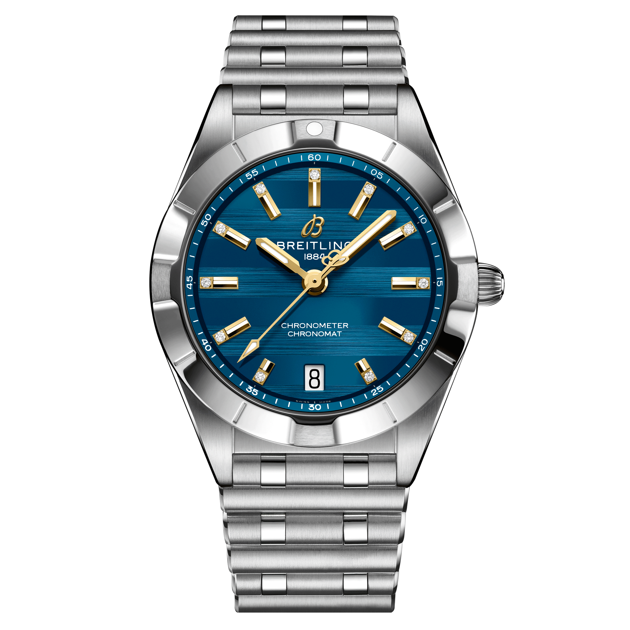 Breitling Chronomat Six Nations Italy quartz watch blue dial steel bracelet 32 mm A773101B1C1A1