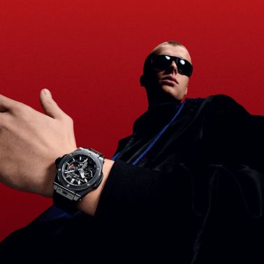 Montre Hublot Big Bang Meca-10 Titanium mécanique cadran squelette bracelet caoutchouc noir 42 mm 444.NX.1170.RX