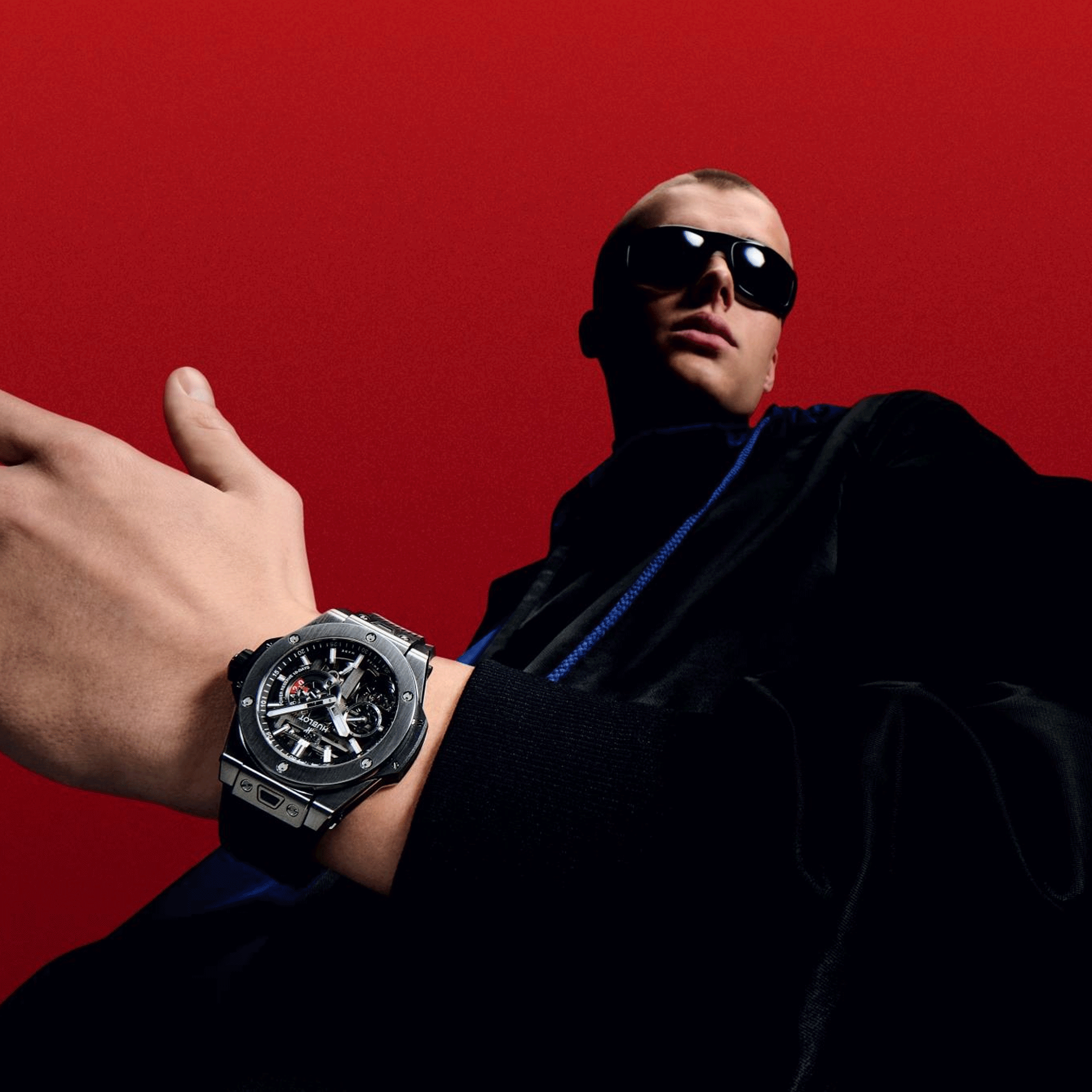 Hublot Big Bang Meca-10 Titanium mechanical watch skeleton dial black rubber strap 42 mm 444.NX.1170.RX