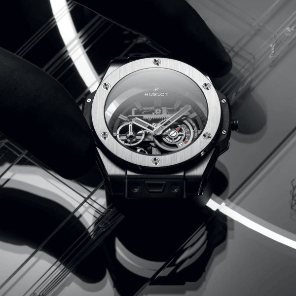 Hublot Big Bang Meca-10 Titanium mechanical watch skeleton dial black rubber strap 42 mm 444.NX.1170.RX