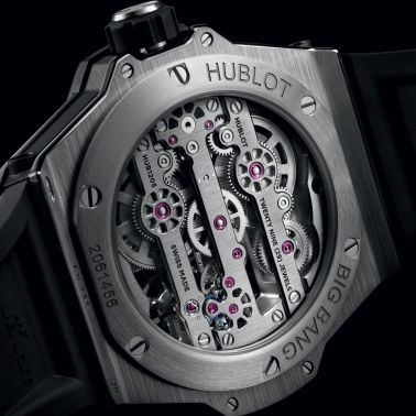 Hublot Big Bang Meca-10 Titanium mechanical watch skeleton dial black rubber strap 42 mm 444.NX.1170.RX