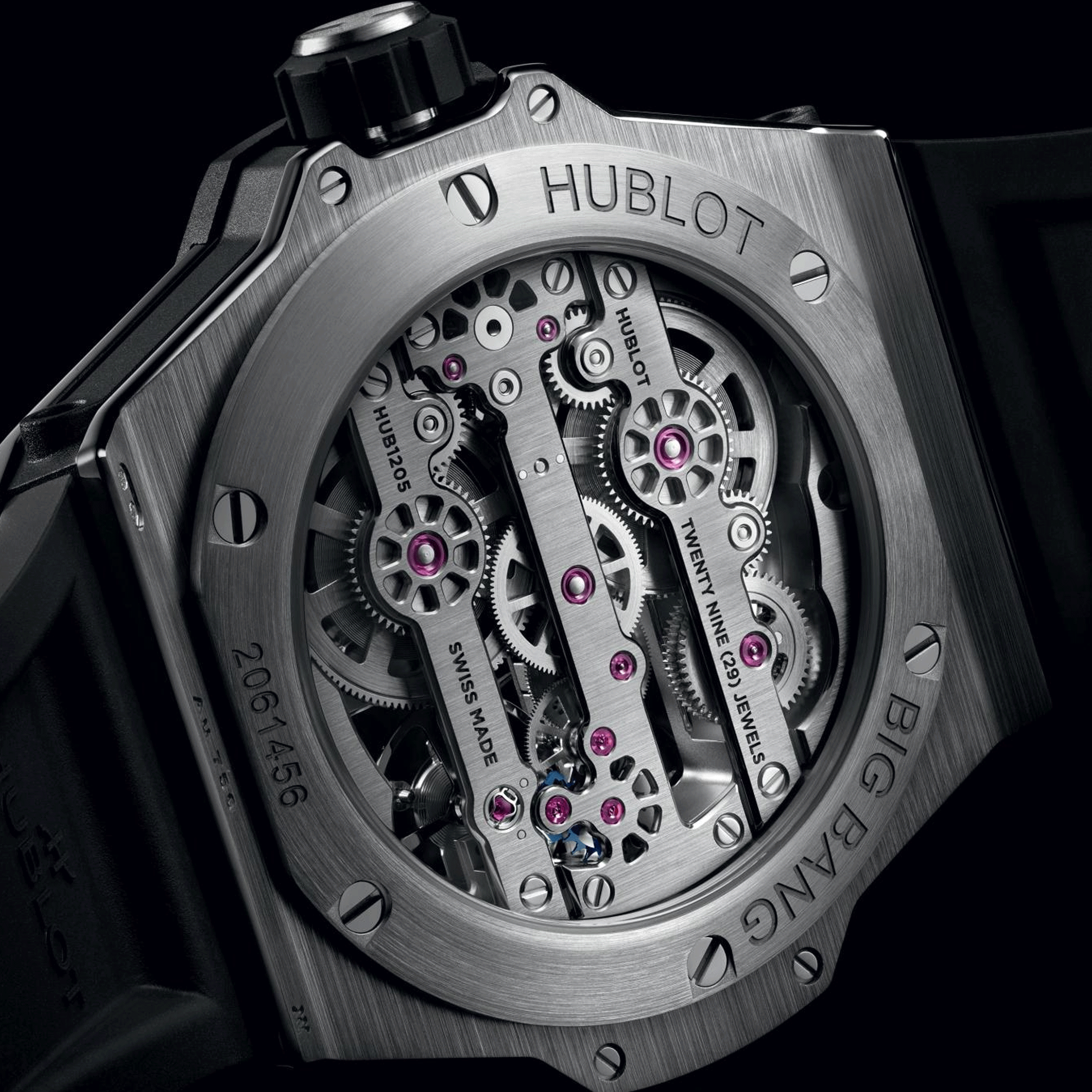 Hublot Big Bang Meca-10 Titanium mechanical watch skeleton dial black rubber strap 42 mm 444.NX.1170.RX