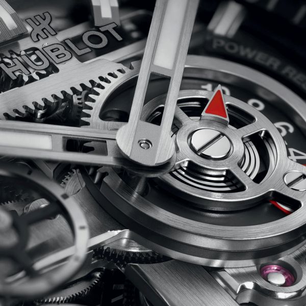 Montre Hublot Big Bang Meca-10 Titanium mécanique cadran squelette bracelet caoutchouc noir 42 mm 444.NX.1170.RX