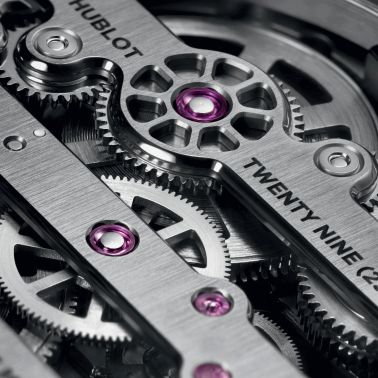 Montre Hublot Big Bang Meca-10 Titanium mécanique cadran squelette bracelet caoutchouc noir 42 mm 444.NX.1170.RX