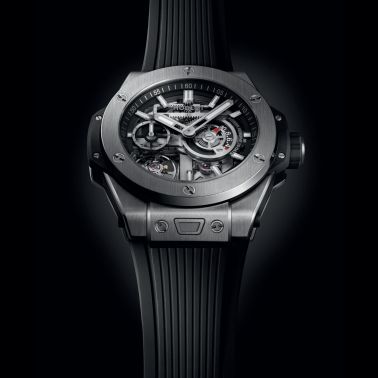 Montre Hublot Big Bang Meca-10 Titanium mécanique cadran squelette bracelet caoutchouc noir 42 mm 444.NX.1170.RX