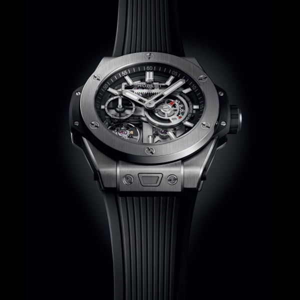 Hublot Big Bang Meca-10 Titanium mechanical watch skeleton dial black rubber strap 42 mm 444.NX.1170.RX