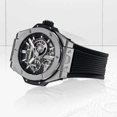 Montre Hublot Big Bang Meca-10 Titanium mécanique cadran squelette bracelet caoutchouc noir 42 mm 444.NX.1170.RX