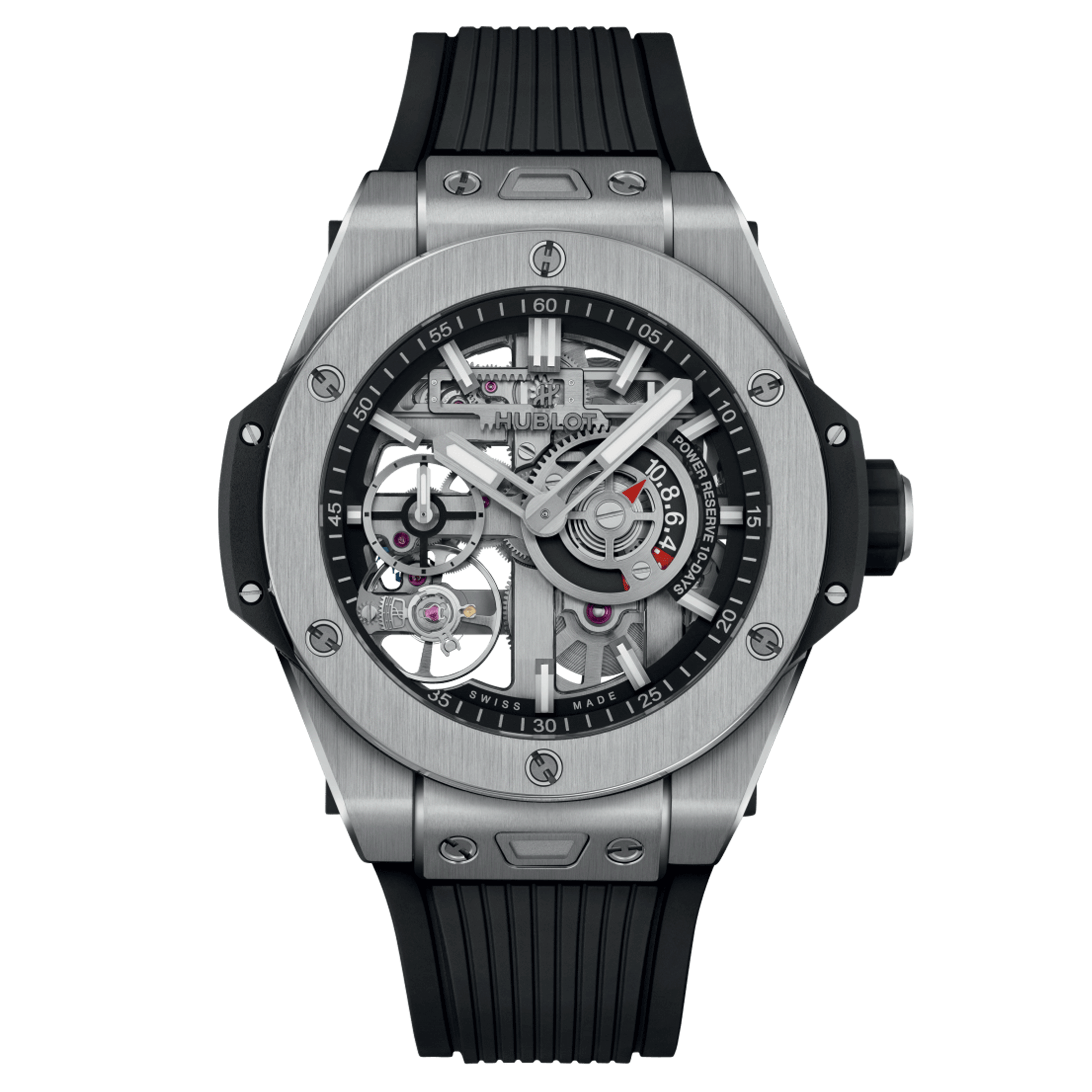 Hublot Big Bang Meca-10 Titanium mechanical watch skeleton dial black rubber strap 42 mm 444.NX.1170.RX