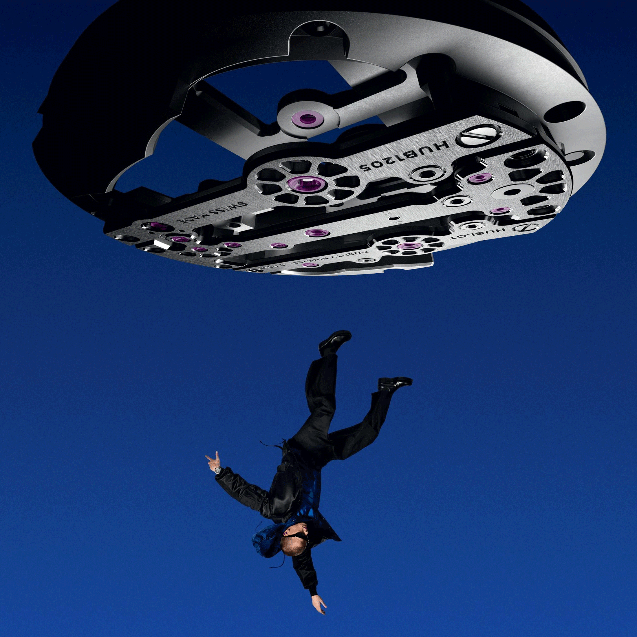 Montre Hublot Big Bang Meca-10 Titanium mécanique cadran squelette bracelet caoutchouc noir 42 mm 444.NX.1170.RX