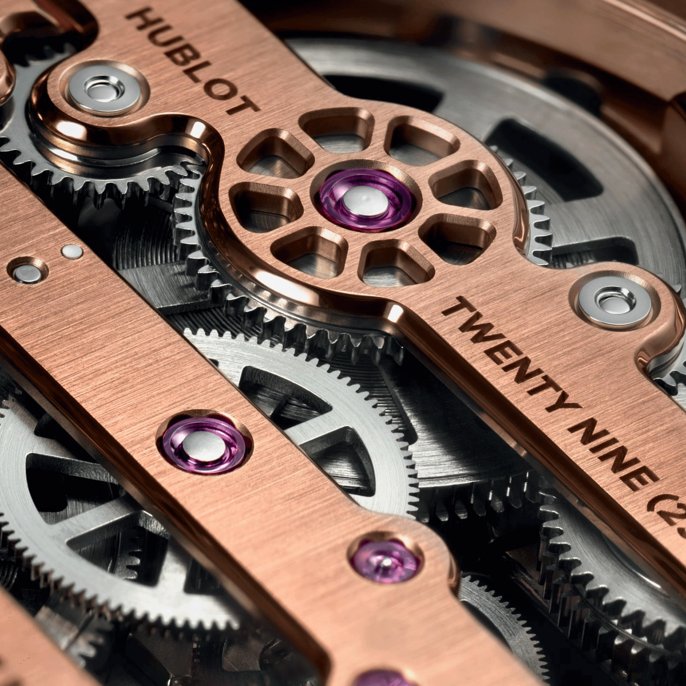 Hublot Big Bang Meca-10 King Gold mechanical watch skeleton dial black rubber strap 42 mm 444.OX.1180.RX