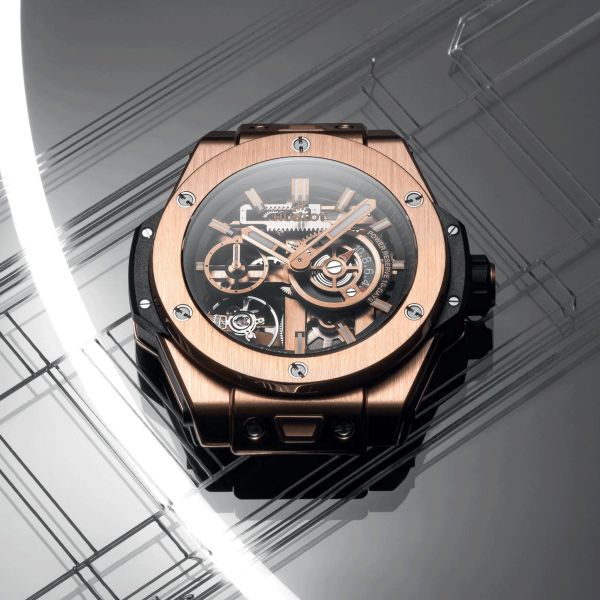 Hublot Big Bang Meca-10 King Gold mechanical watch skeleton dial black rubber strap 42 mm 444.OX.1180.RX