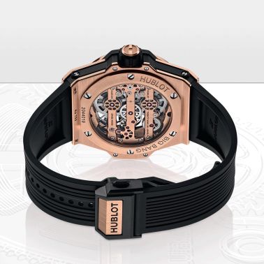 Hublot Big Bang Meca-10 King Gold mechanical watch skeleton dial black rubber strap 42 mm 444.OX.1180.RX