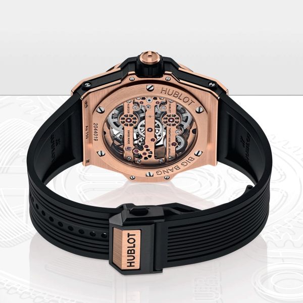 Hublot Big Bang Meca-10 King Gold mechanical watch skeleton dial black rubber strap 42 mm 444.OX.1180.RX
