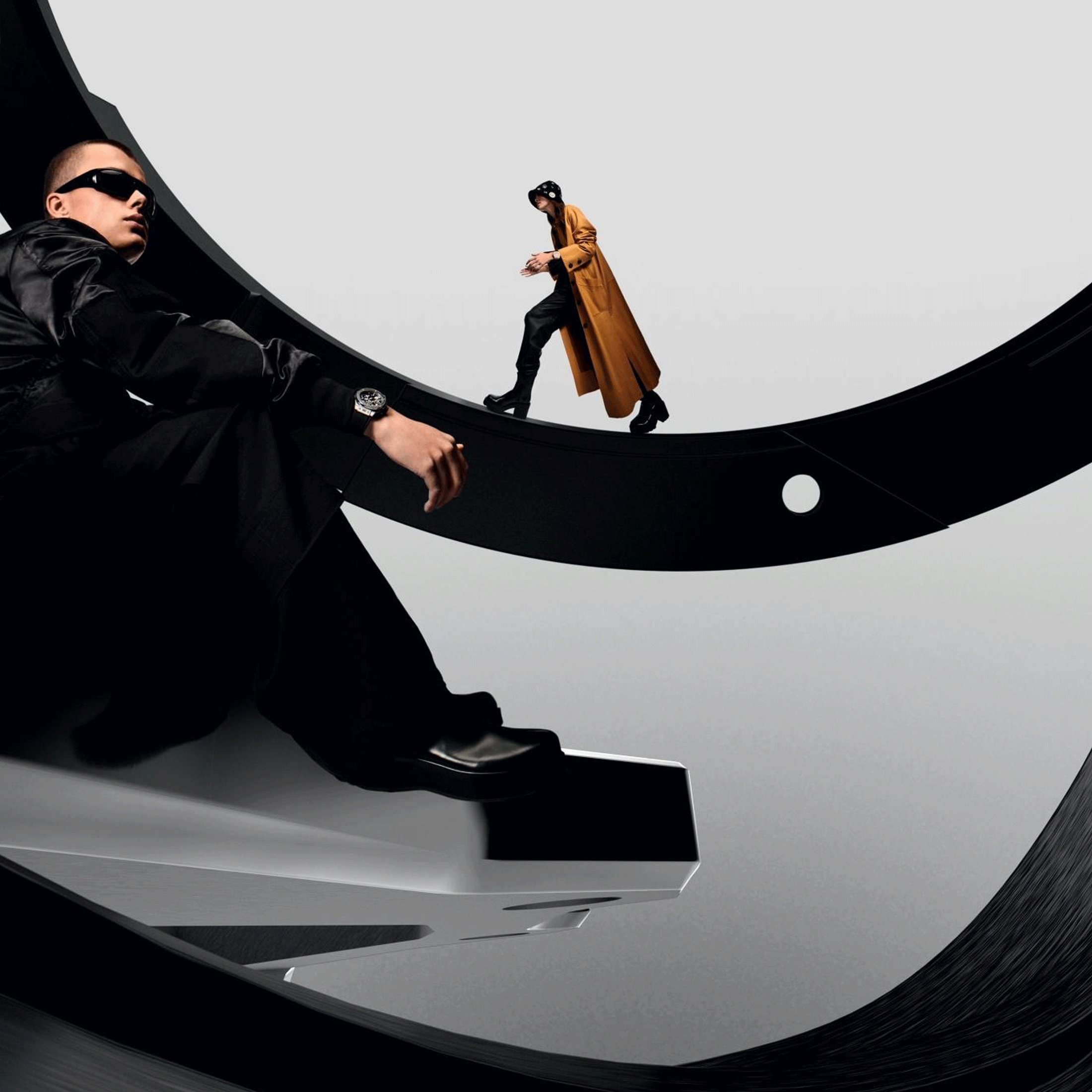 Hublot Big Bang Meca-10 Frosted Carbon mechanical watch skeleton dial black fabric strap 42 mm 444.QN.1170.NR