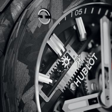 Hublot Big Bang Meca-10 Frosted Carbon mechanical watch skeleton dial black fabric strap 42 mm 444.QN.1170.NR