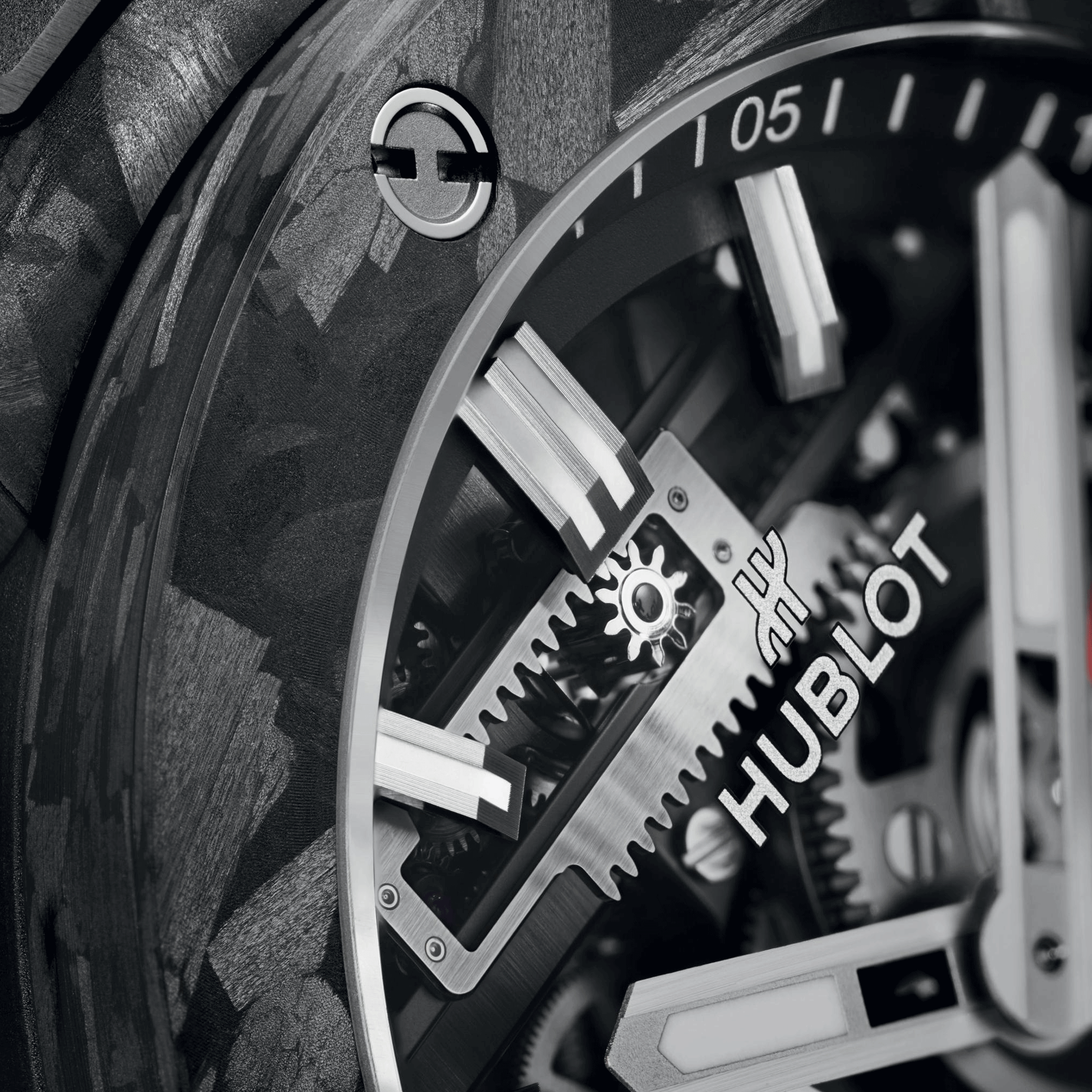 Hublot Big Bang Meca-10 Frosted Carbon mechanical watch skeleton dial black fabric strap 42 mm 444.QN.1170.NR