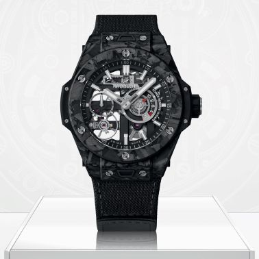 Hublot Big Bang Meca-10 Frosted Carbon mechanical watch skeleton dial black fabric strap 42 mm 444.QN.1170.NR