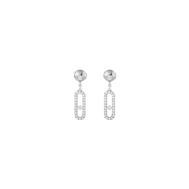 Boucles d’oreilles Messika Move Uno pendantes en or blanc et diamants