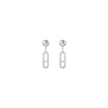Boucles d’oreilles Messika Move Uno pendantes en or blanc et diamants