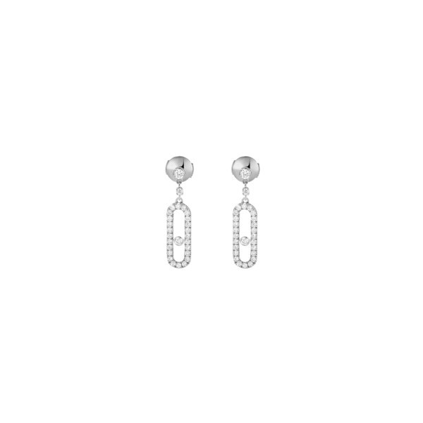 Boucles d’oreilles Messika Move Uno pendantes en or blanc et diamants