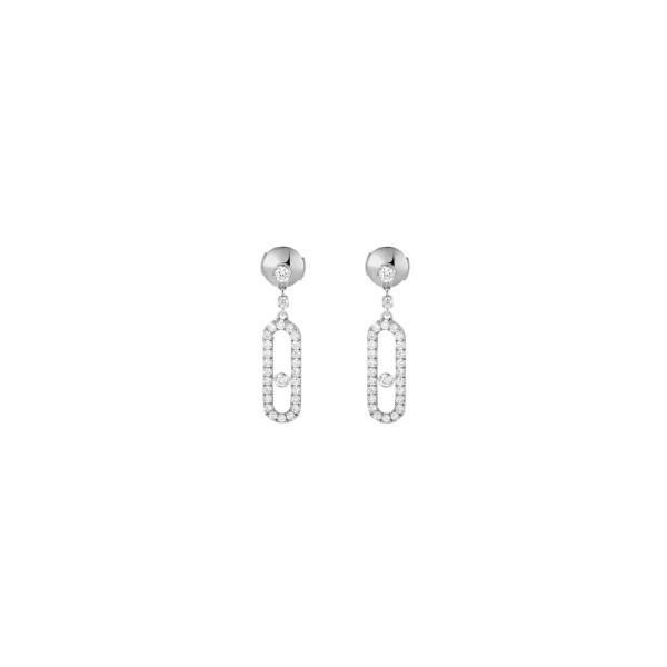 Boucles d’oreilles Messika Move Uno pendantes en or blanc et diamants