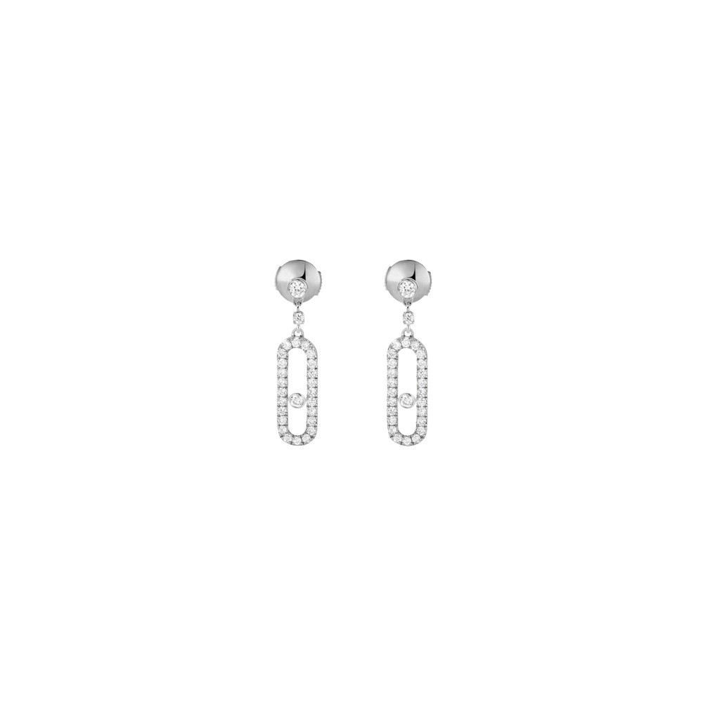 Boucles d’oreilles Messika Move Uno pendantes en or blanc et diamants