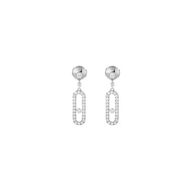 Boucles d’oreilles Messika Move Uno pendantes en or blanc et diamants