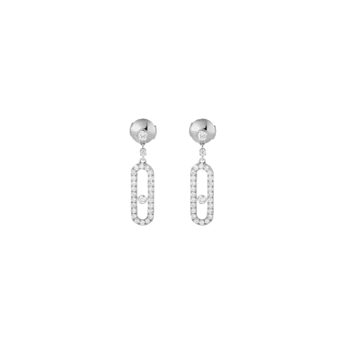 Boucles d’oreilles Messika Move Uno pendantes en or blanc et diamants